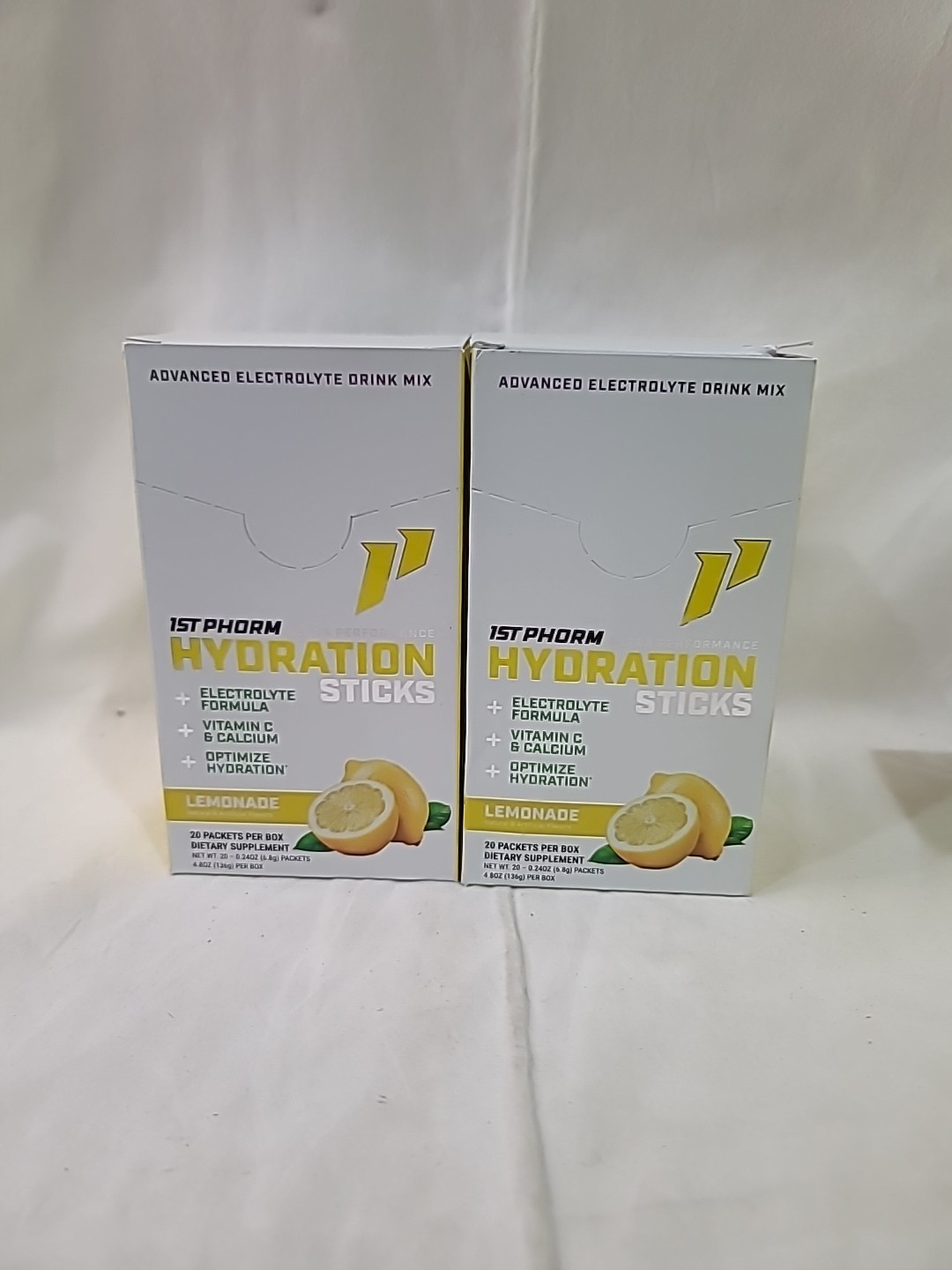 1st Phorm Hydration Sticks Lemonade Electrolyte Drink 20 Packets Zero Sugar x2