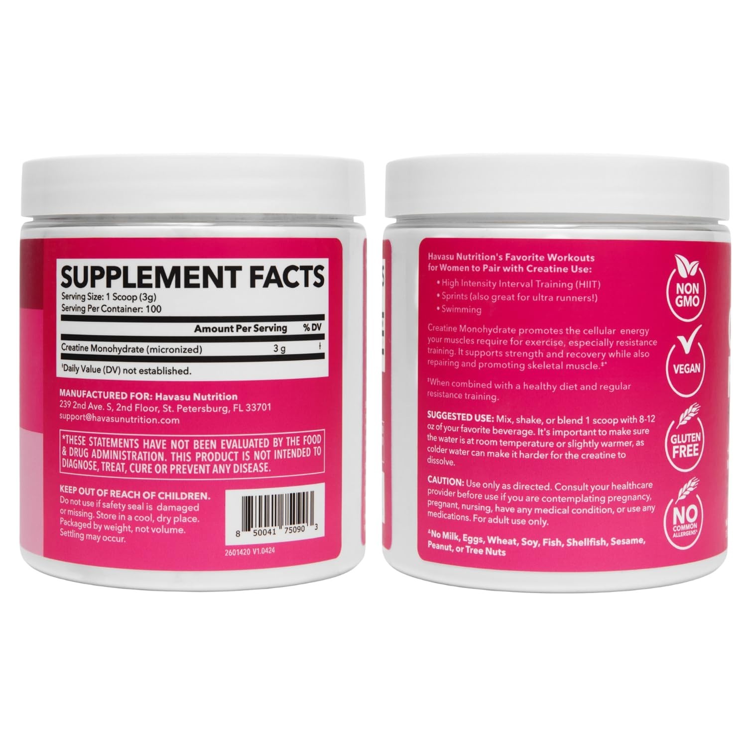 Unflavored Creatine Monohydrate for Women – 300g, Energy & Muscle Support, Vegan