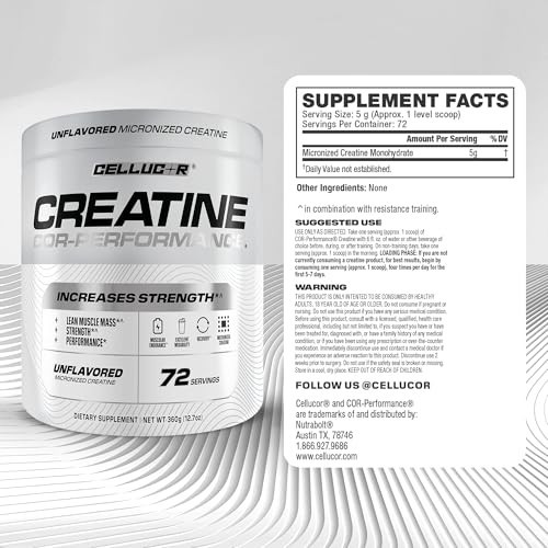 Creatine Monohydrate Powder 72 Servings Unflavored Micronized for Muscle Growth