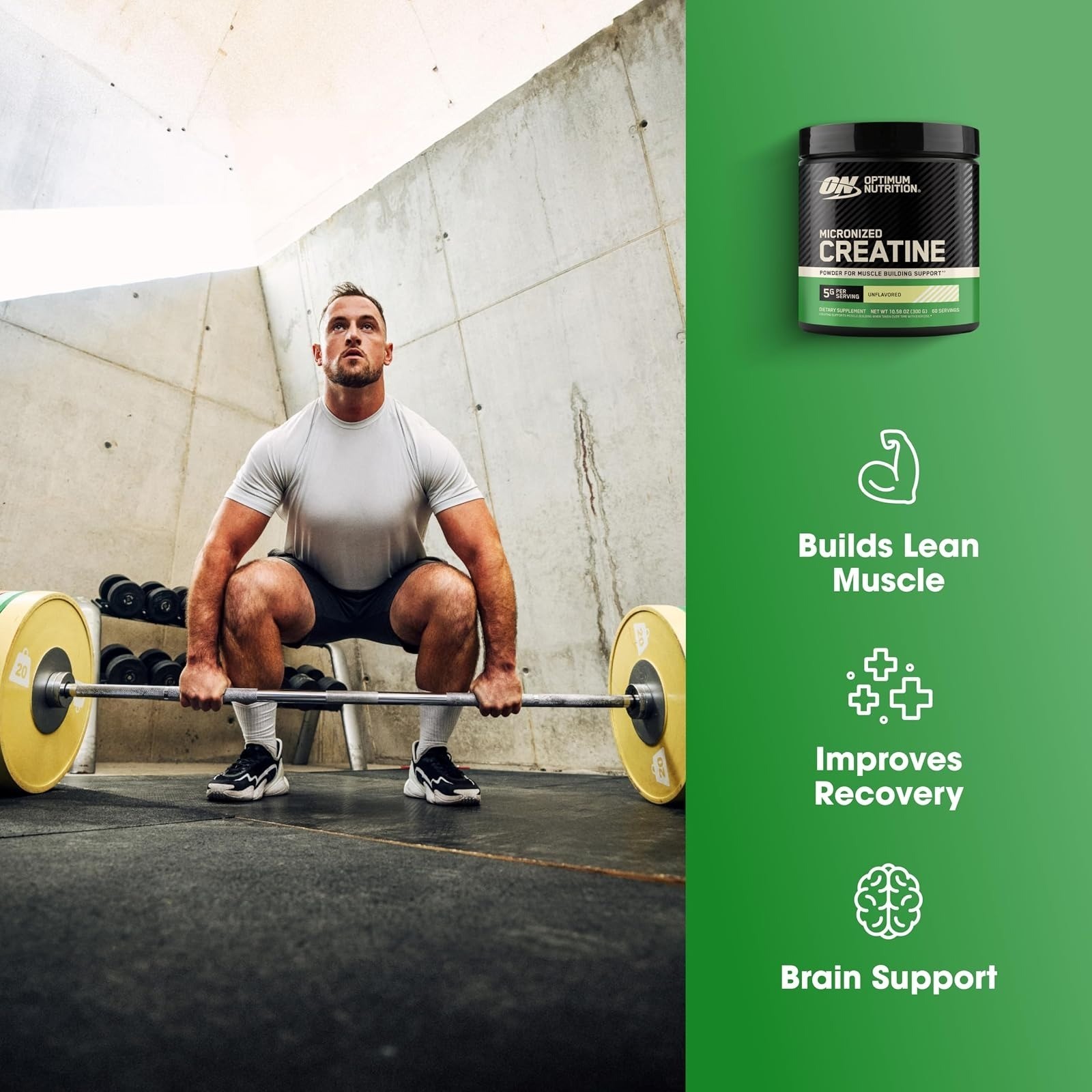 Optimum Nutrition Micronized Creatine Monohydrate Powder 5g 60 Servings