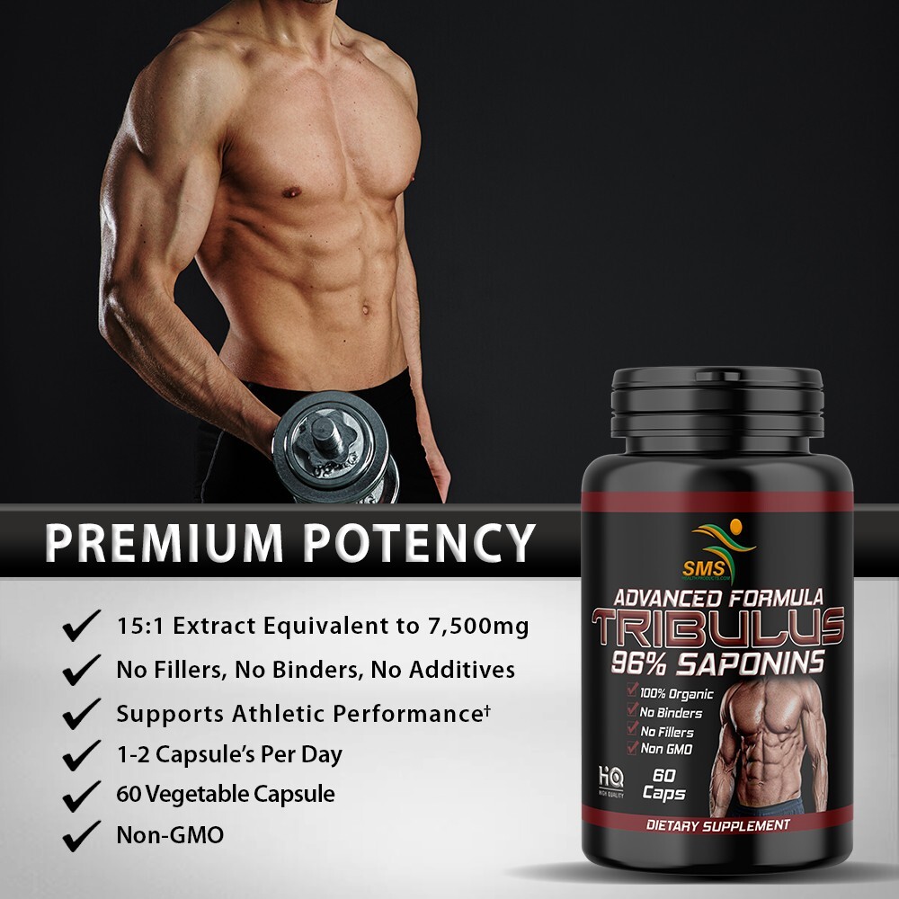 Tribulus Terrestris 3000mg Daily Extract 60 Capsules Vegan Friendly Sport Gym
