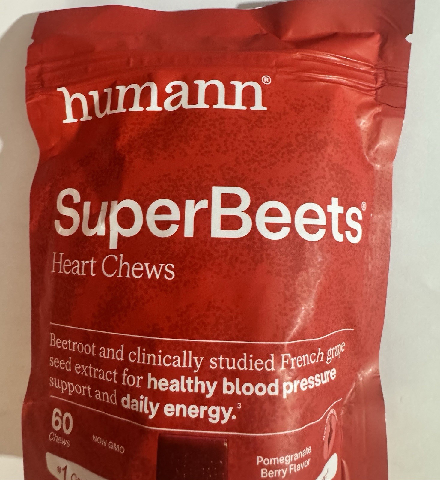 HumanN – SUPER BEETS Heart Chews, Pomegranate, 60 Count, New & Sealed, Exp 04/27