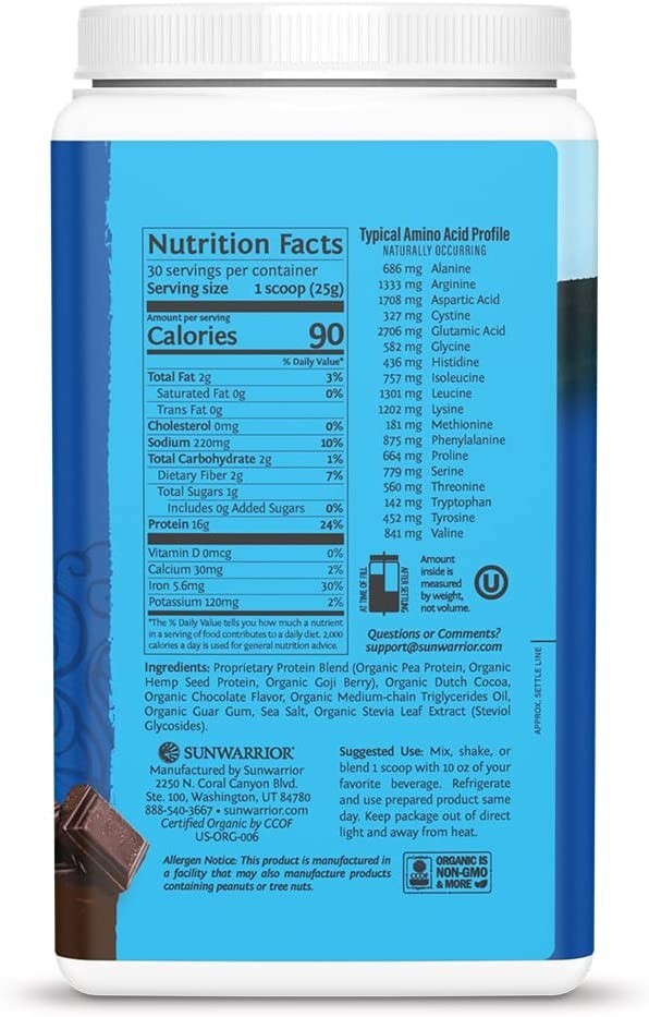 Sunwarrior – Warrior Blend, Plant Based, Raw Vegan Protein Powder (30 Servings)
