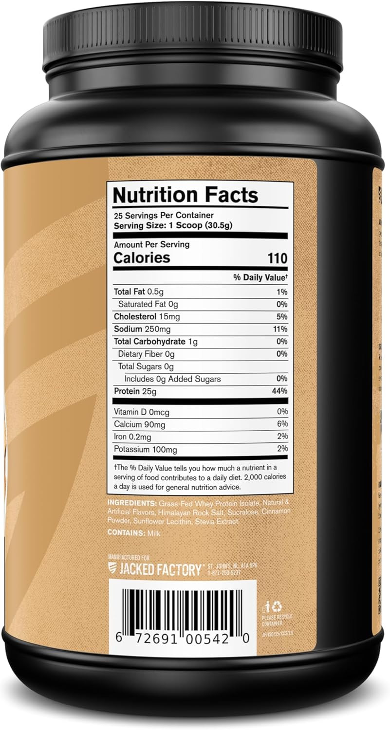 Jacked Factory Authentic ISO Grass Fed Whey Protein Isolate Powder – Low Carb, N