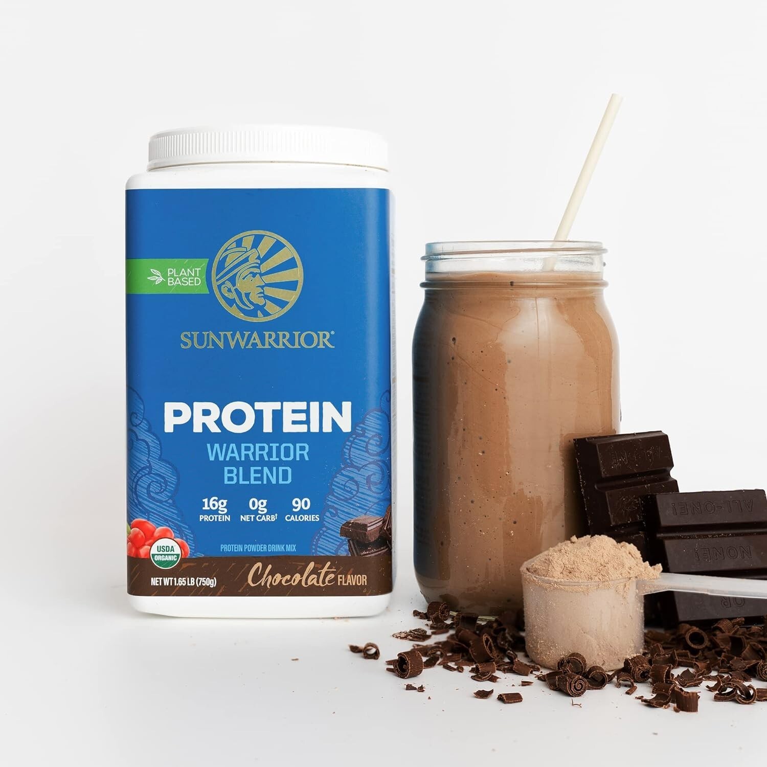 Sunwarrior Protein Warrior Blend Chocolate Flavor 1.7 lbs for Peak Performance