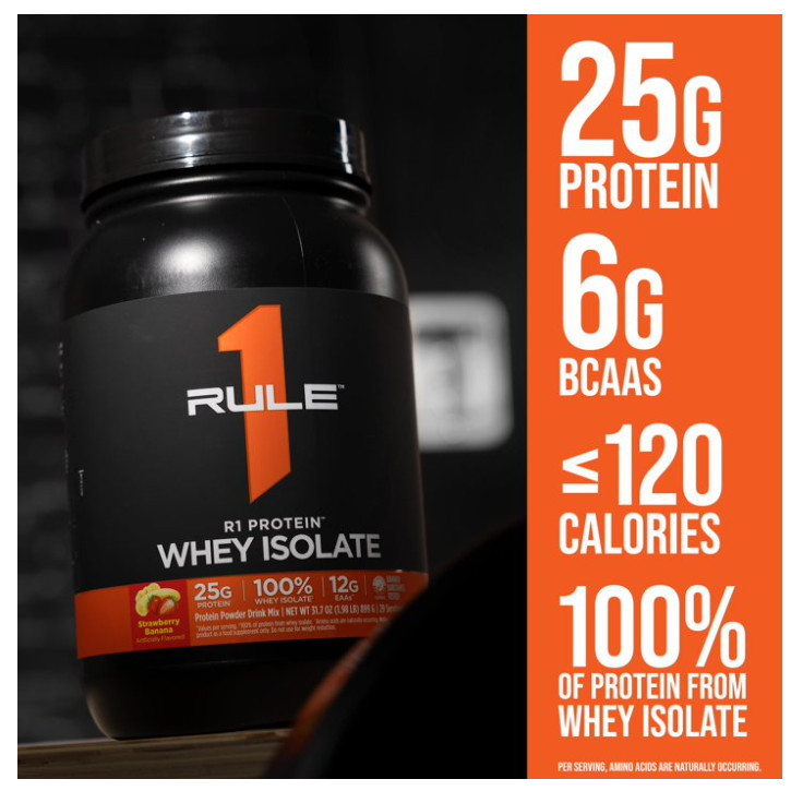 Rule 1 R1 Whey Isolate Protein Vanilla Creme 25g Protein 1.5 lb Powder
