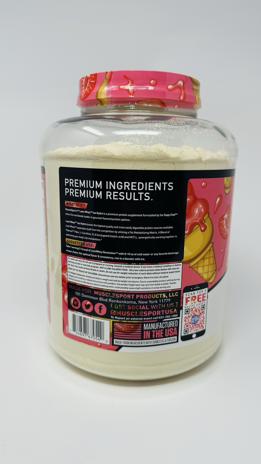 MuscleSport Lean Whey Revolution 5LB Strawberry *NEW SEALED EXP DATE 08/2027*