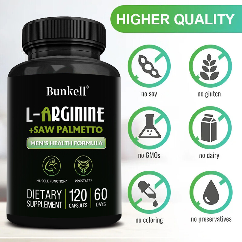 L Arginine Saw Palmetto for Men Prostate Health – Nitric Oxide & Muscle Support