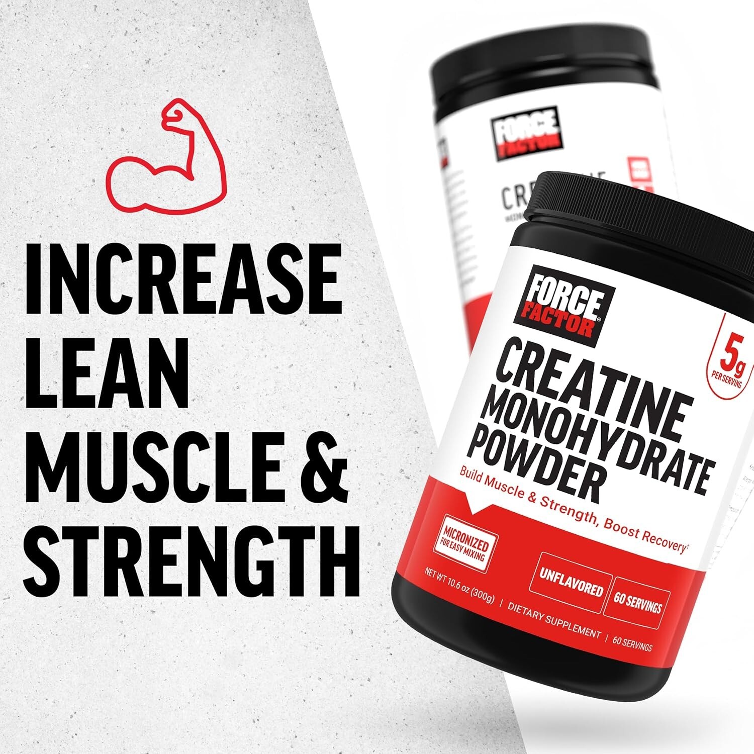 Force Factor Creatine Monohydrate Powder, 5 grams per serving, 60 Servings