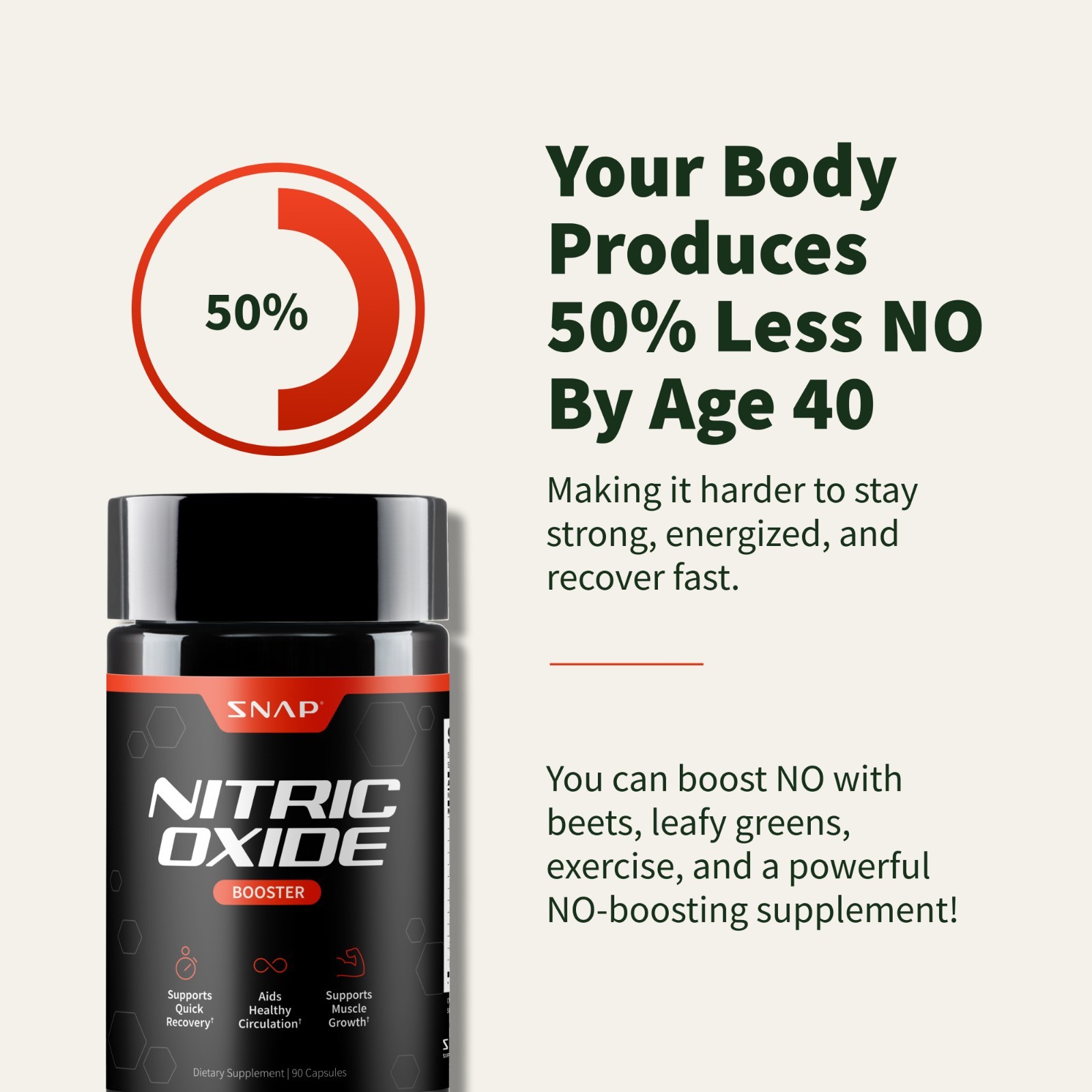 Nitric Oxide Booster Supplement – Pre Workout, Blood Flow, Gain Muscle – 90ct
