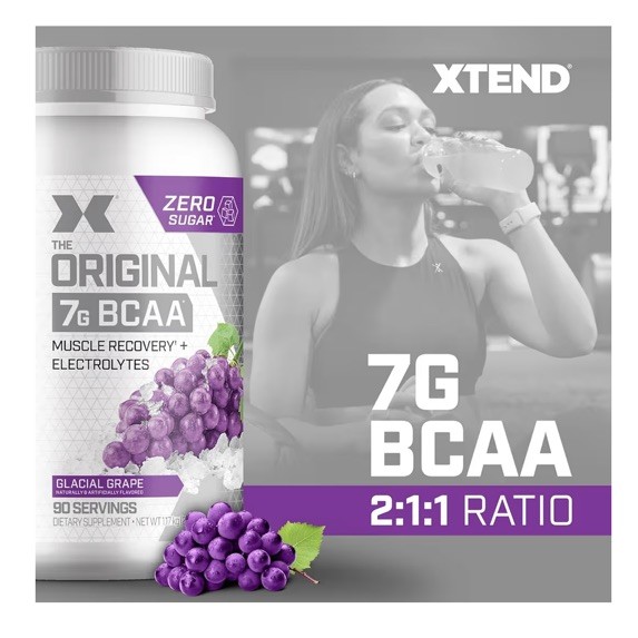 90 Servings Xtend Original BCAA Powder Muscle Recovery 90 Servings Glacial Grape
