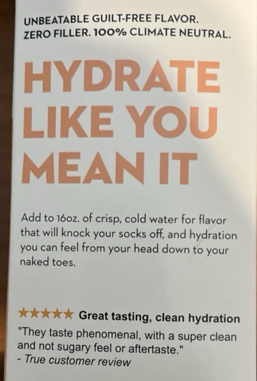 O2 Hydration Sticks Peach pear 572 elec. 1g sugar 20 cal. 0 caffeine Box of 240