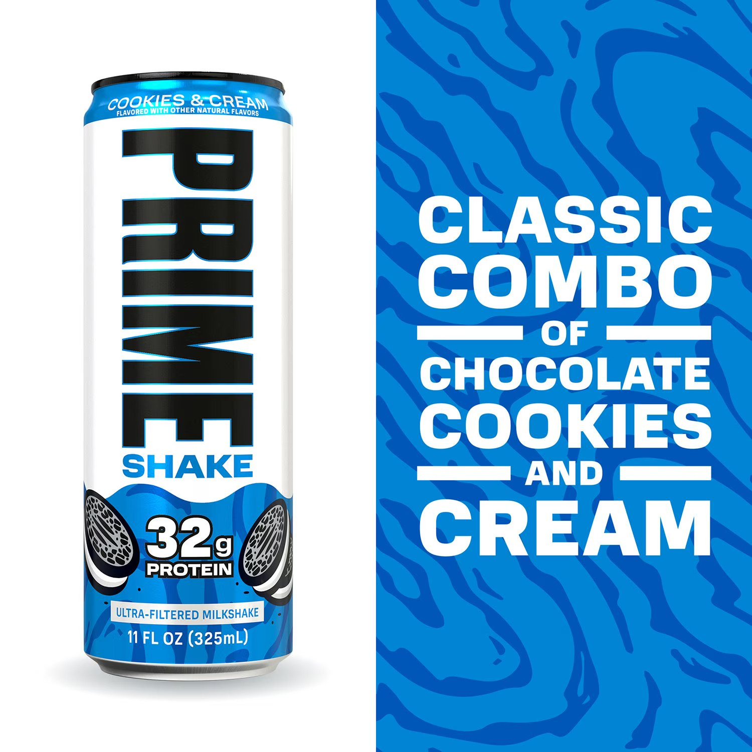 PRIME Shakes, Cookies & Cream, 32g Protein Shake for 11 Fl Oz (Pack of 12)