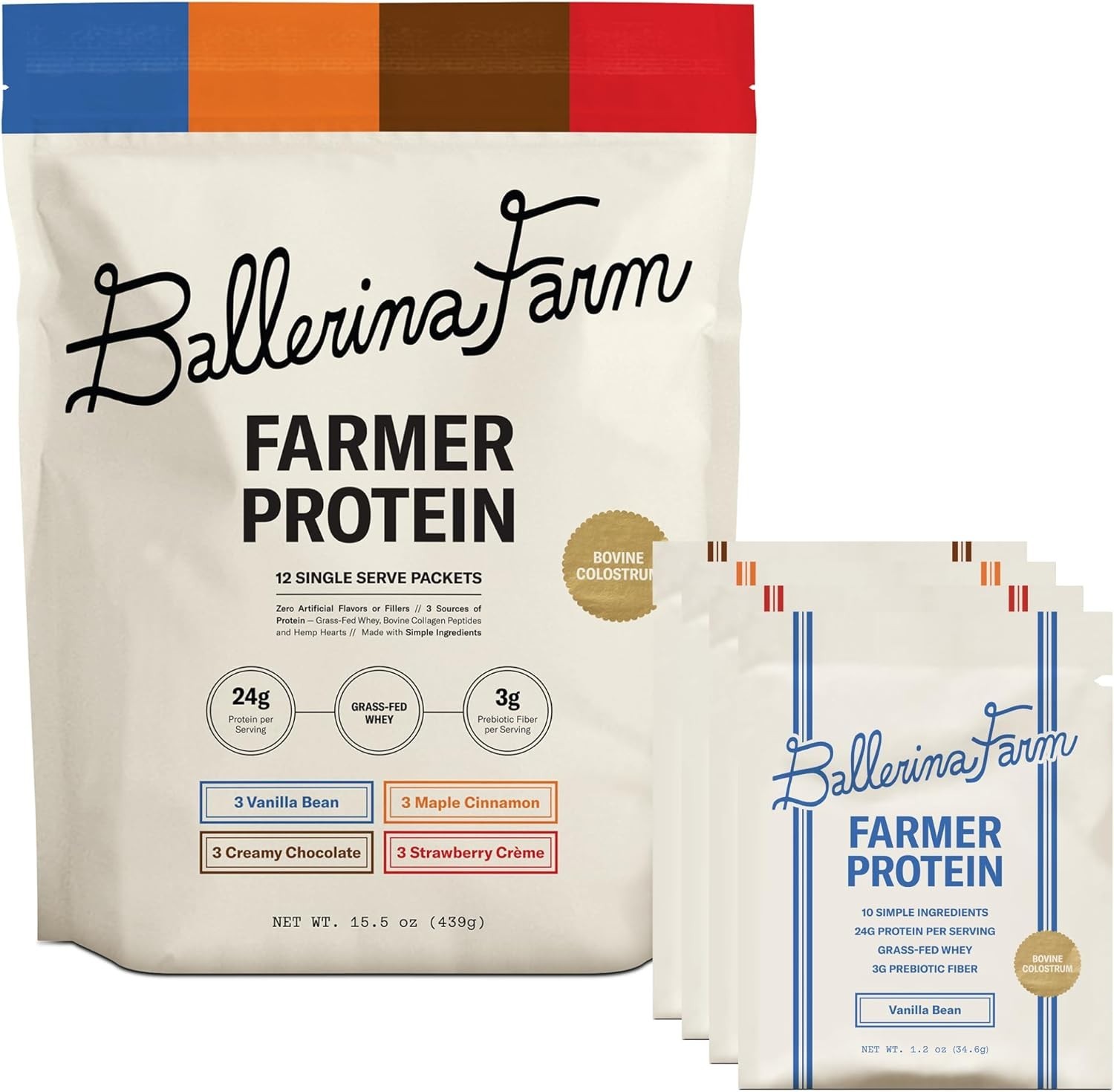 Whey Protein Powder 4 Flavor Variety Pack 24g Protein Collagen Peptides 12