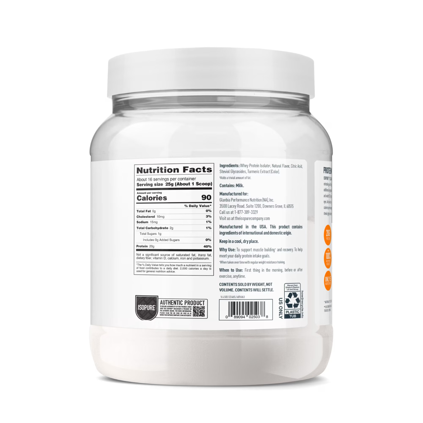 Isopure Clear Low Carb 100% Whey Protein Isolate Powder, Citrus Lemonade, 14 Oz