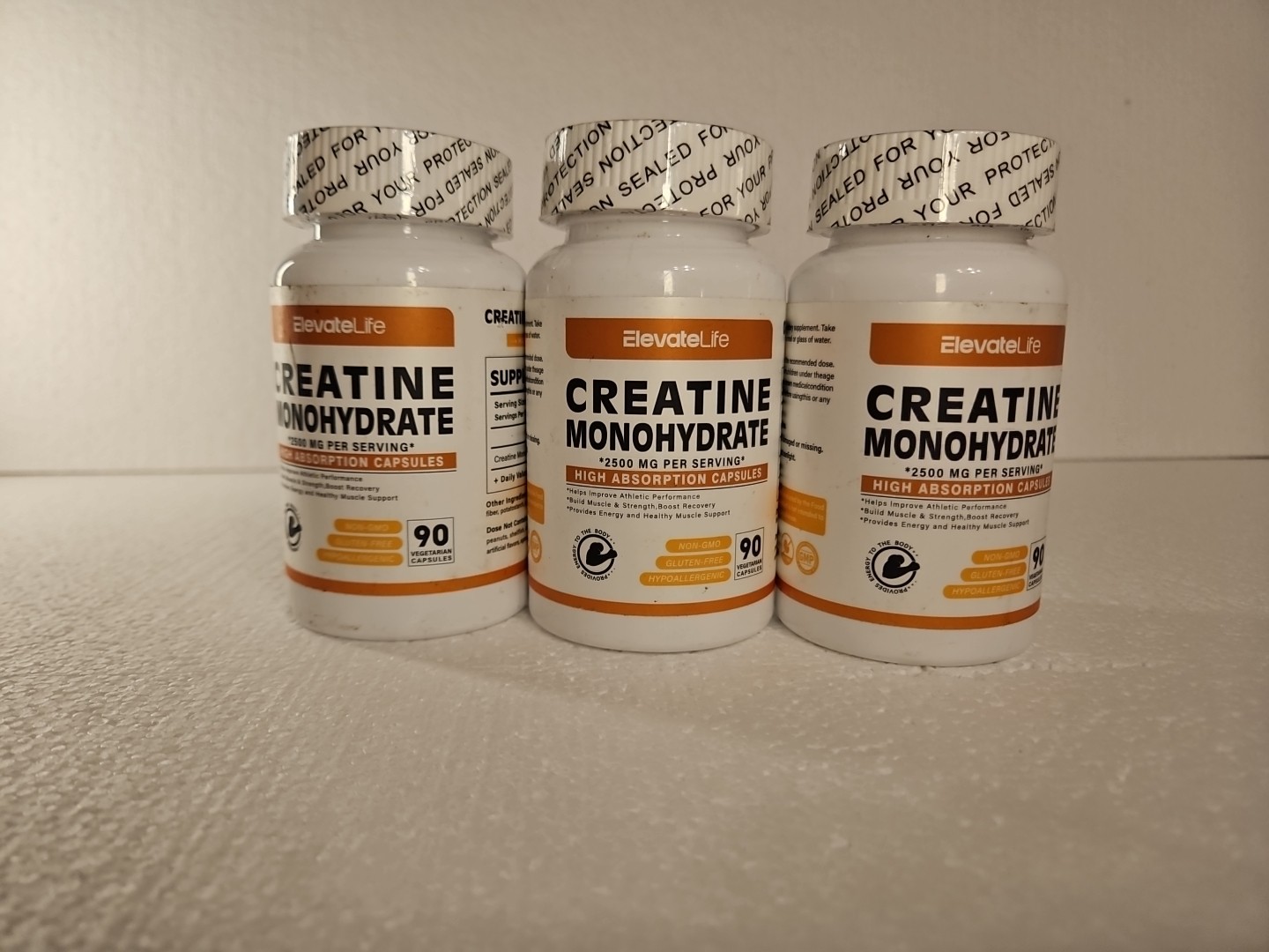 ElevateLife Creatine Monohydrate 2500mg 90ct 3Pk Exp 6/26 High Absorption