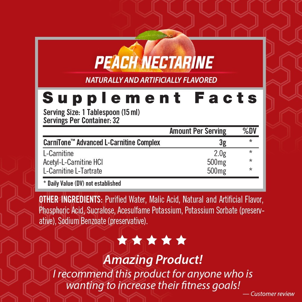 L-CARNITINE LS3 3000 Fat Loss-Metabolism Activator-Peach Nectarine (32 Servings)