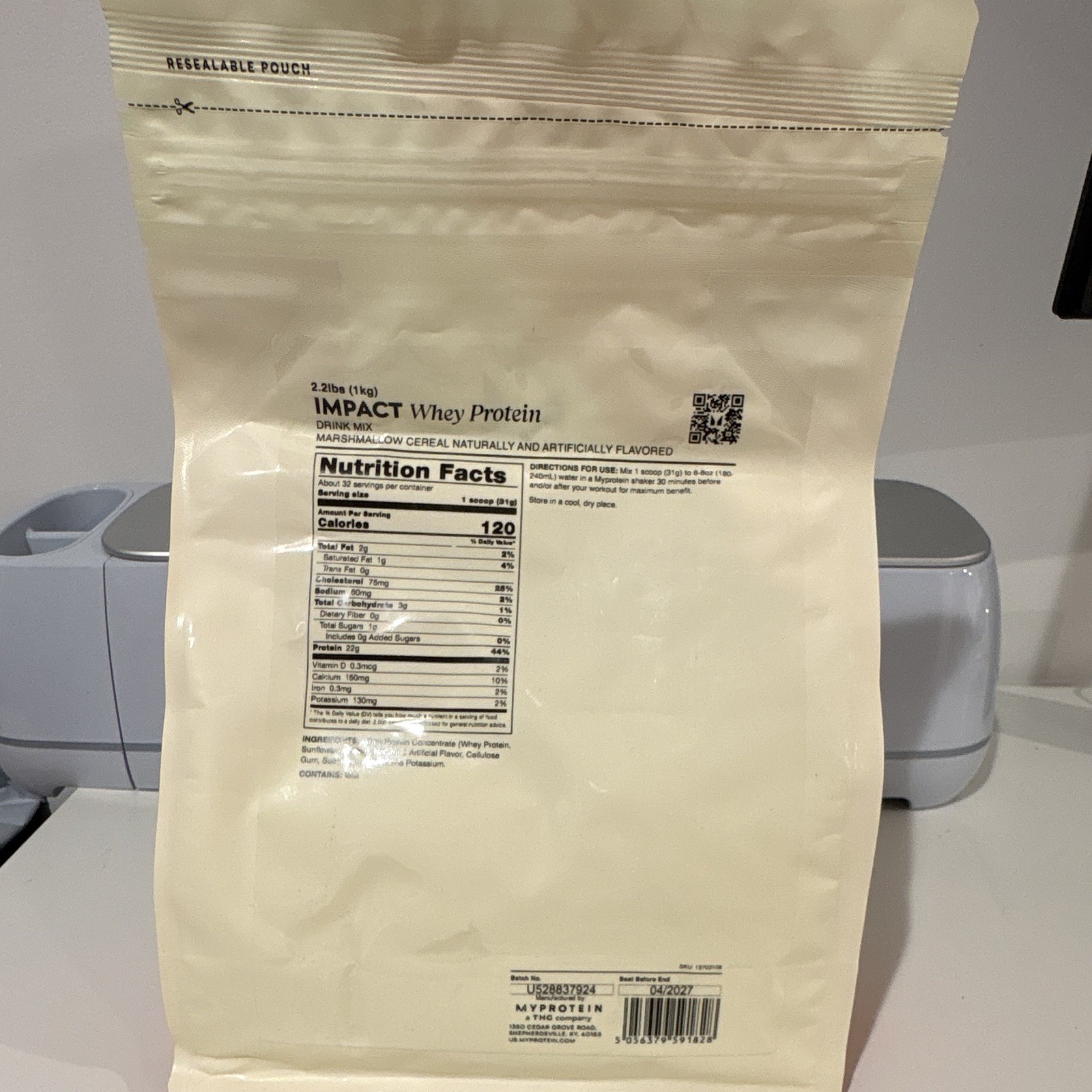 Myprotein Impact Whey Protein Powder Marshmallow Cereal 2.2 lb Exp 04/2027