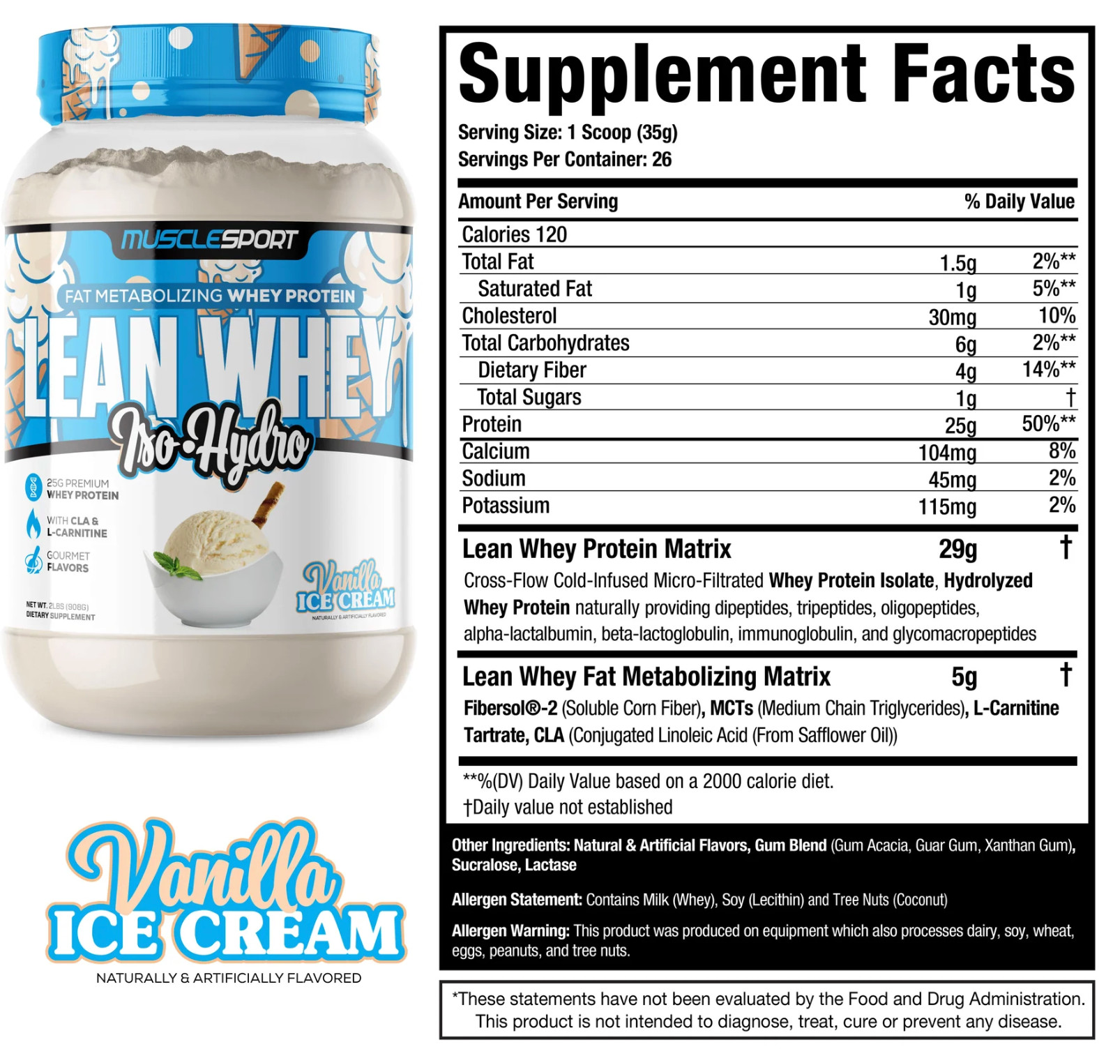 Musclesport Lean Whey Revolution Protein Powder – Whey Protein Isolate – (2lbs)