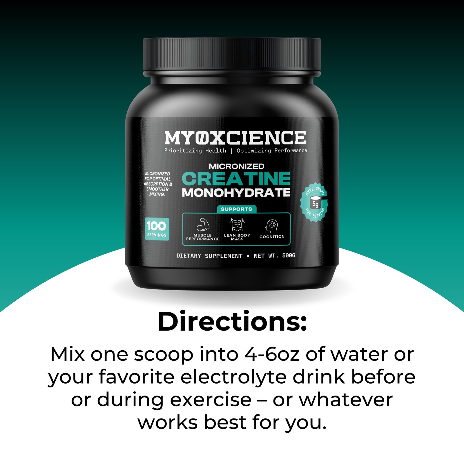 MYOXCIENCE Micronized Creatine | Supports Muscle 1.1 Pound (Pack of 1)