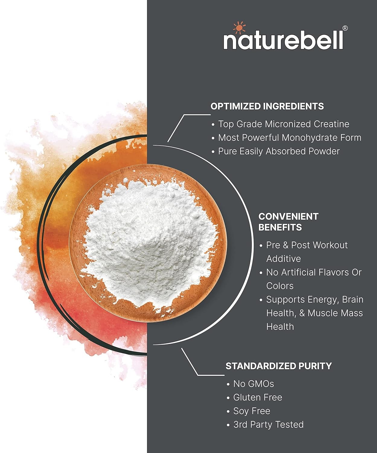NatureBell 2 Pack Creatine Monohydrate Powder 500g, 1.1 Pound (Pack of 2)