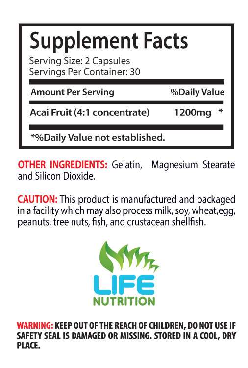 Fast Weight Loss Pill – Acai Fruit 4:1 Extract 1200mg – Acai Colon Cleanser 3B