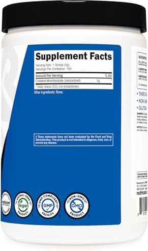 Nutricost Creatine Monohydrate Micronized Powder 500G, 100 Servings | 5000mg