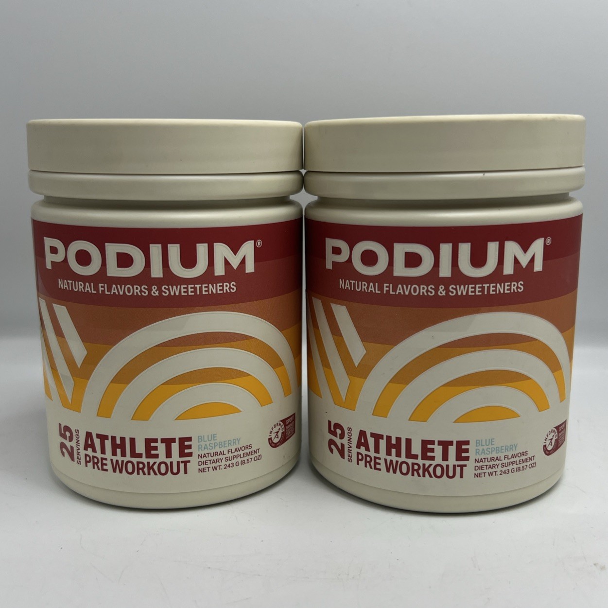 2 X PODIUM Natural Flavors & Sweeteners Athlete Pre Workout – Blue Raspberry
