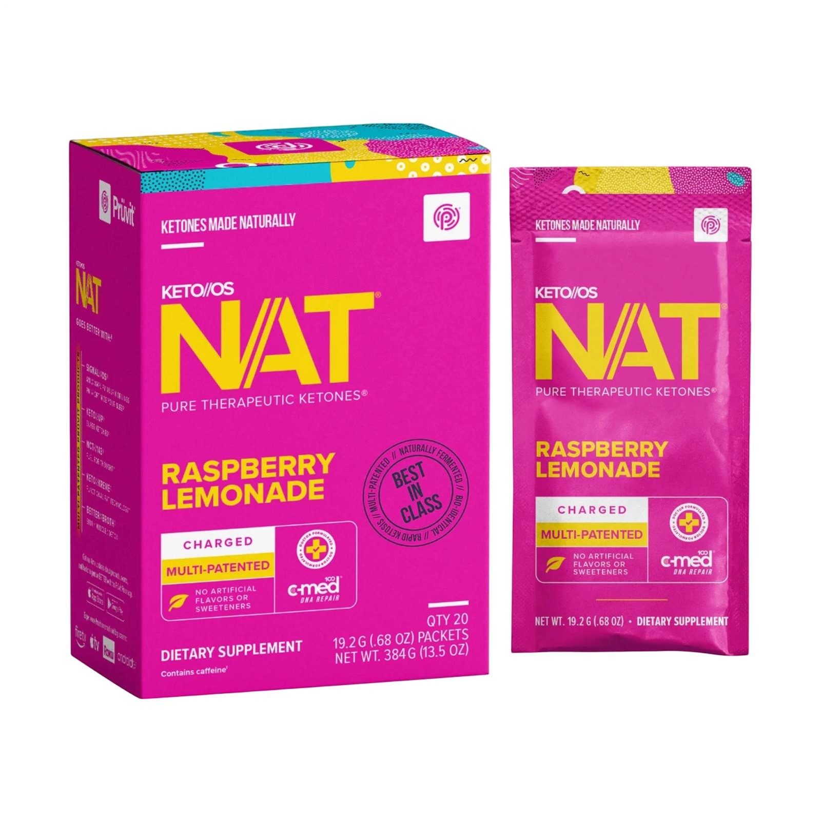 PRUVIT Keto OS NAT Raspberry Lemonade Charged 20 Pack Sealed New