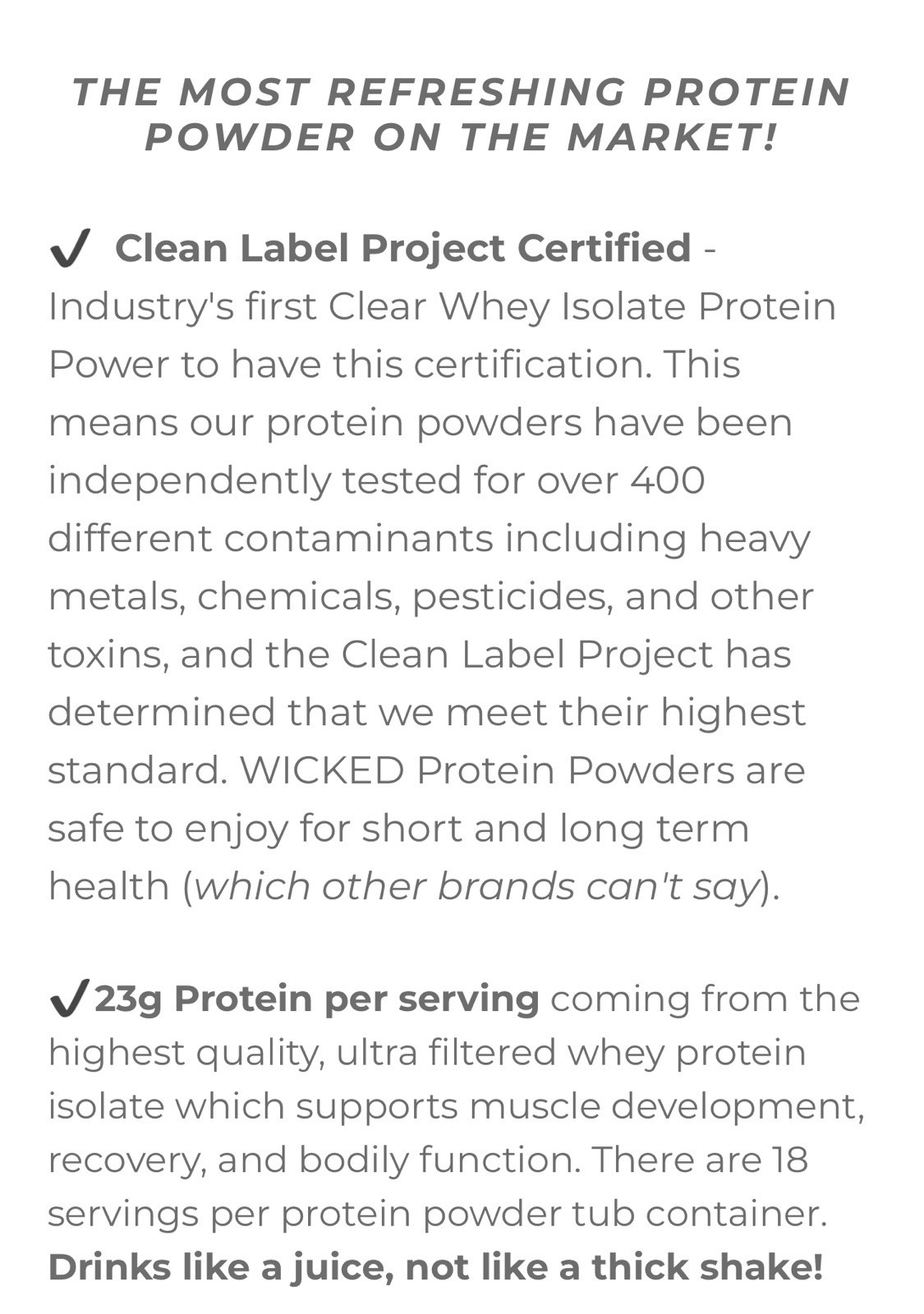 Wicked Protein Clear Whey Isolate Protein Powder Variety 6 Pk Rasp/cherry/punch