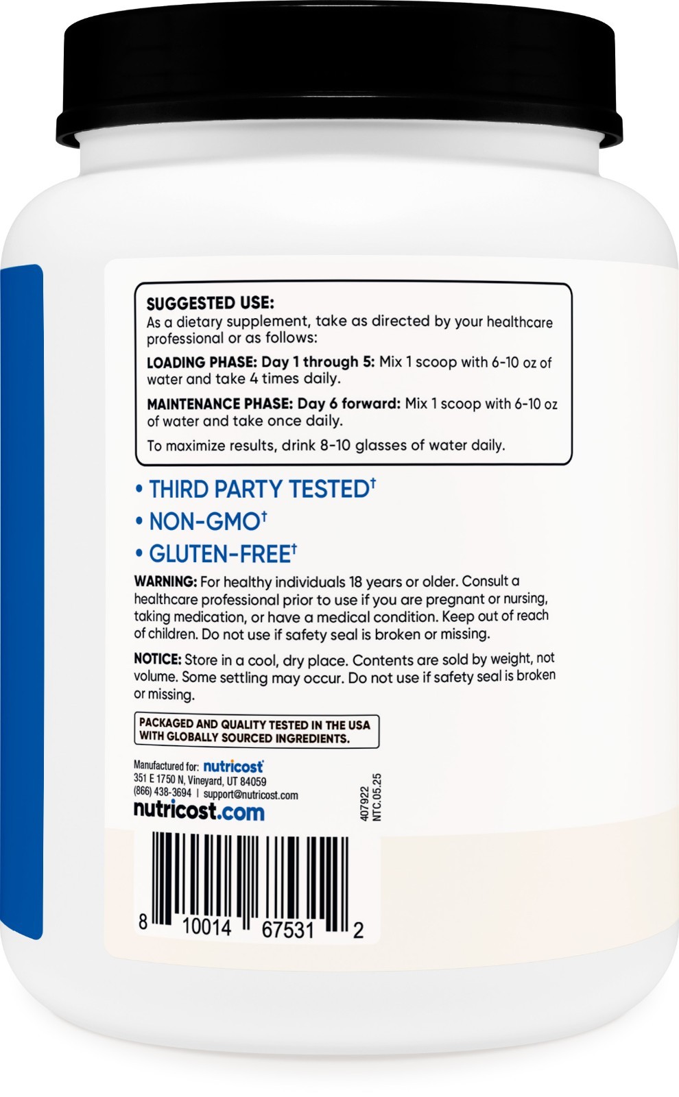 Nutricost Creatine Monohydrate Powder 1KG – Pure Powder, Gluten Free, Non-GMO