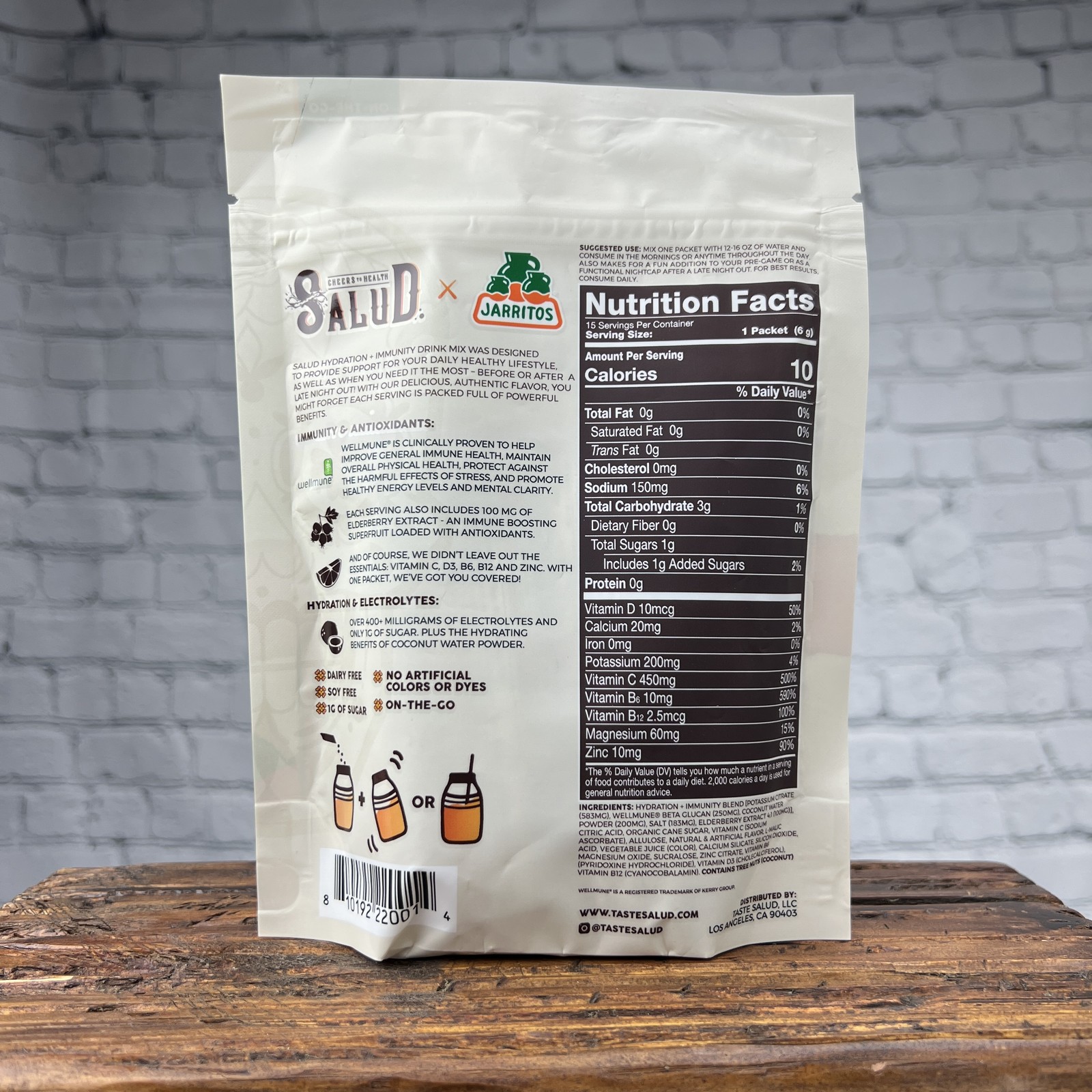 Salud Mandarin Hydration & Immunity Drink Mix, 15 Servings, Vegan, Gluten-Free