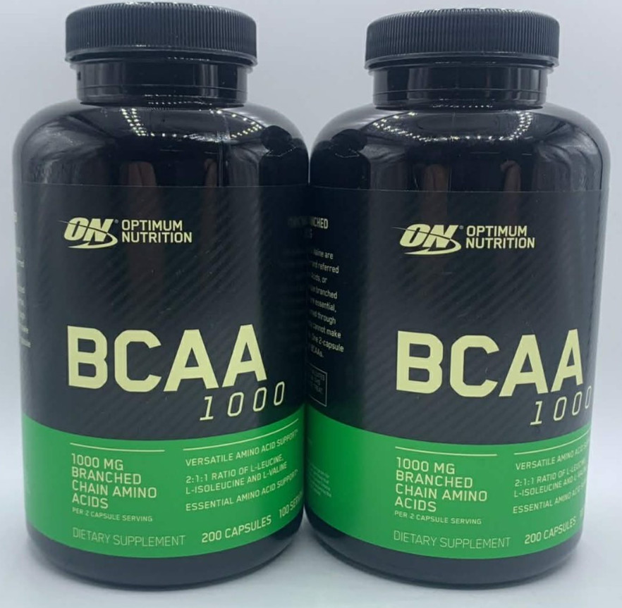 2PK Optimum Nutrition BCAA 1000 mg ~ 200 Capsules Each ~ EXP 6/26 ~ FAST SHIP