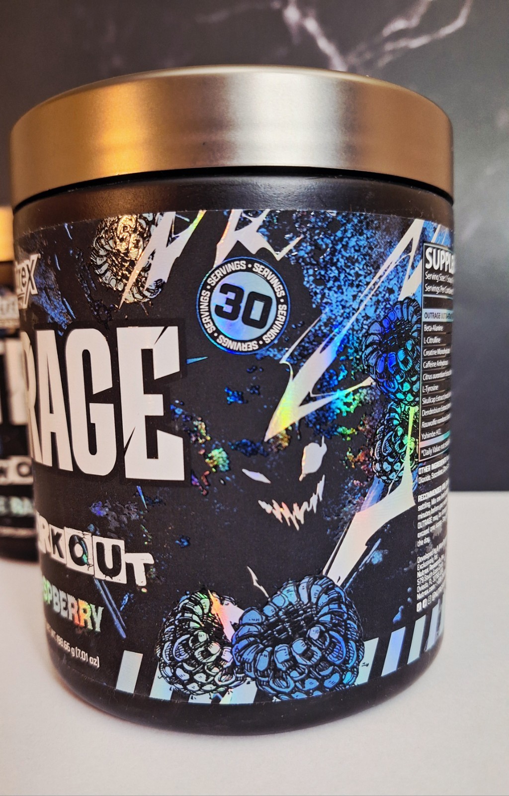 Nutrex Outrage Pre-Workout, Blue Raz, 2 Tubs, 400mg Caffeine, 30 Serv, 10/2028✨️