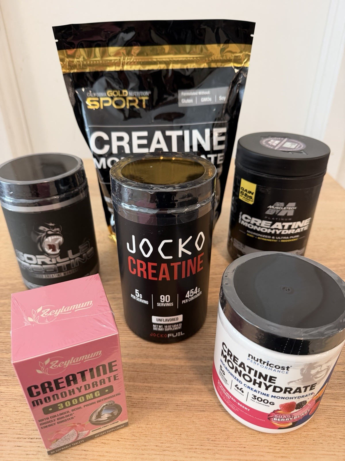 Lot Of Creatine Jocko, Muscle tech, Nutricost, California Gold, Gorilla