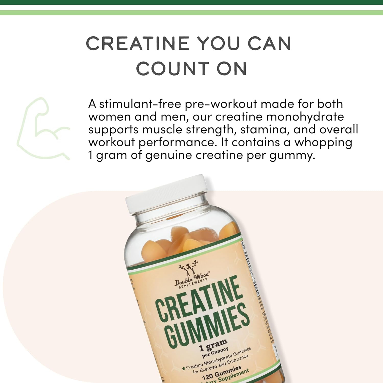 Creatine Monohydrate Gummies – 1G per Serving, 120 Count – No Fillers, Vegan Saf