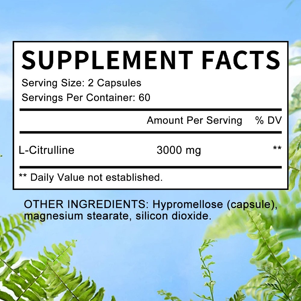 3000mg L-Citrulline Support Muscle Recovery* Gluten Free 30/60/120 Capsules