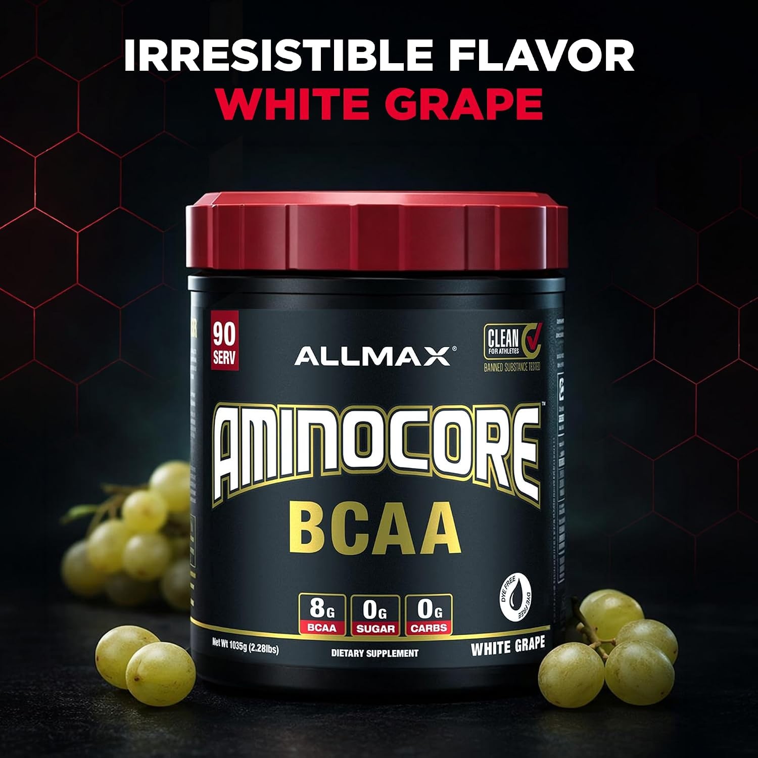 ALLMAX AMINOCORE BCAA Powder, White Grape, 90 Servings, 1035 g