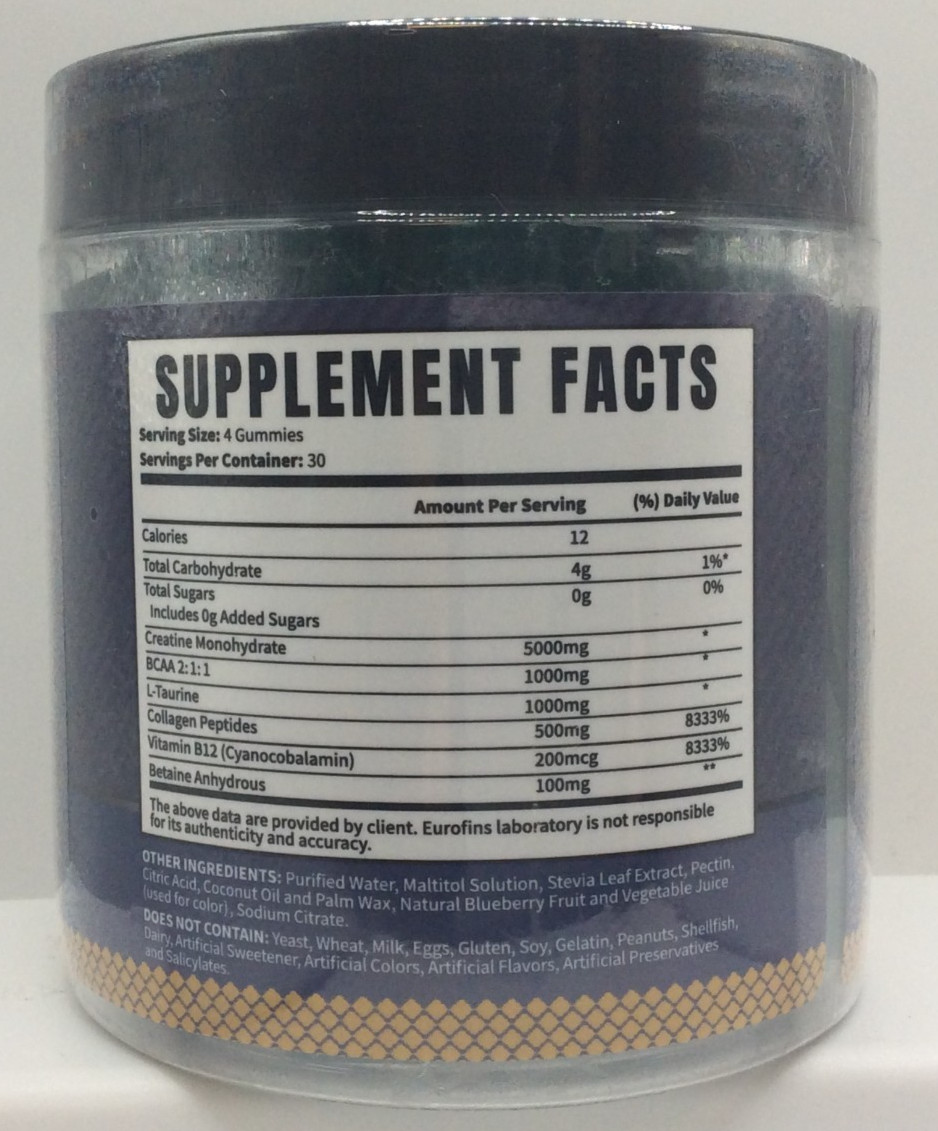 FENYOU Creatine Monohydrate Gummies 5000mg, BCAA Collagen, Blueberry, 09/2027