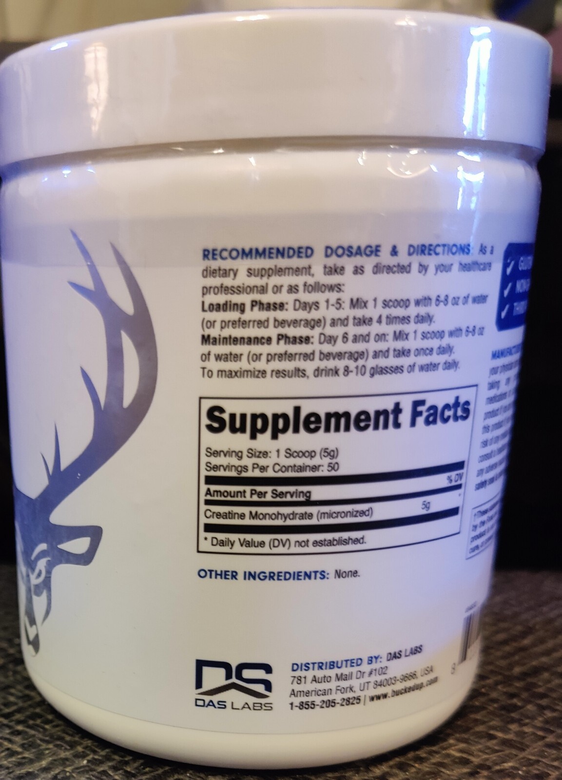 Bucked Up Creatine Monohydrate 250 Grams Powder Unflavored. 50 Servings. 5 grams