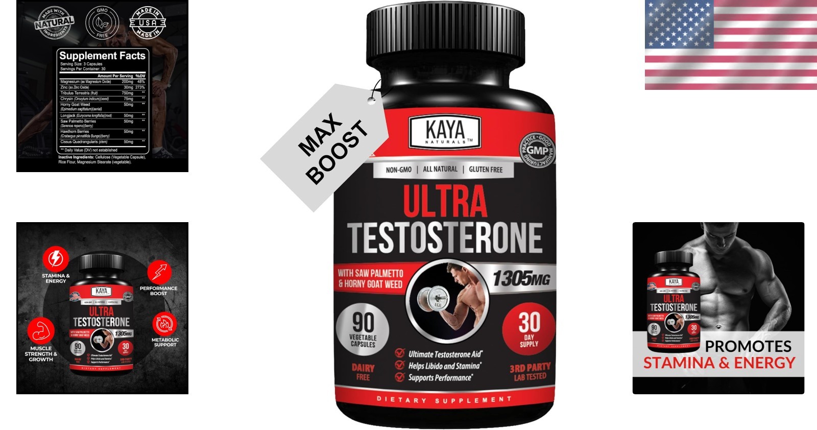 Men’s Testosterone Booster with Tribulus Terrestris – 90 Capsules for Vitality