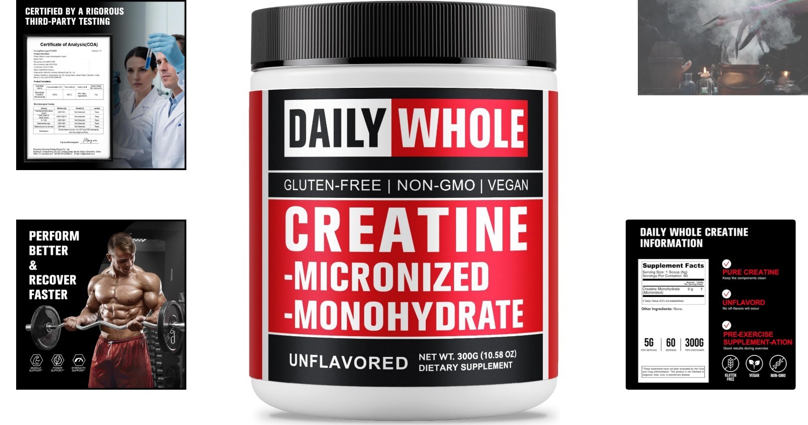 Unflavored Micronized Creatine 300g – 60 Servings for Optimal Energy Management