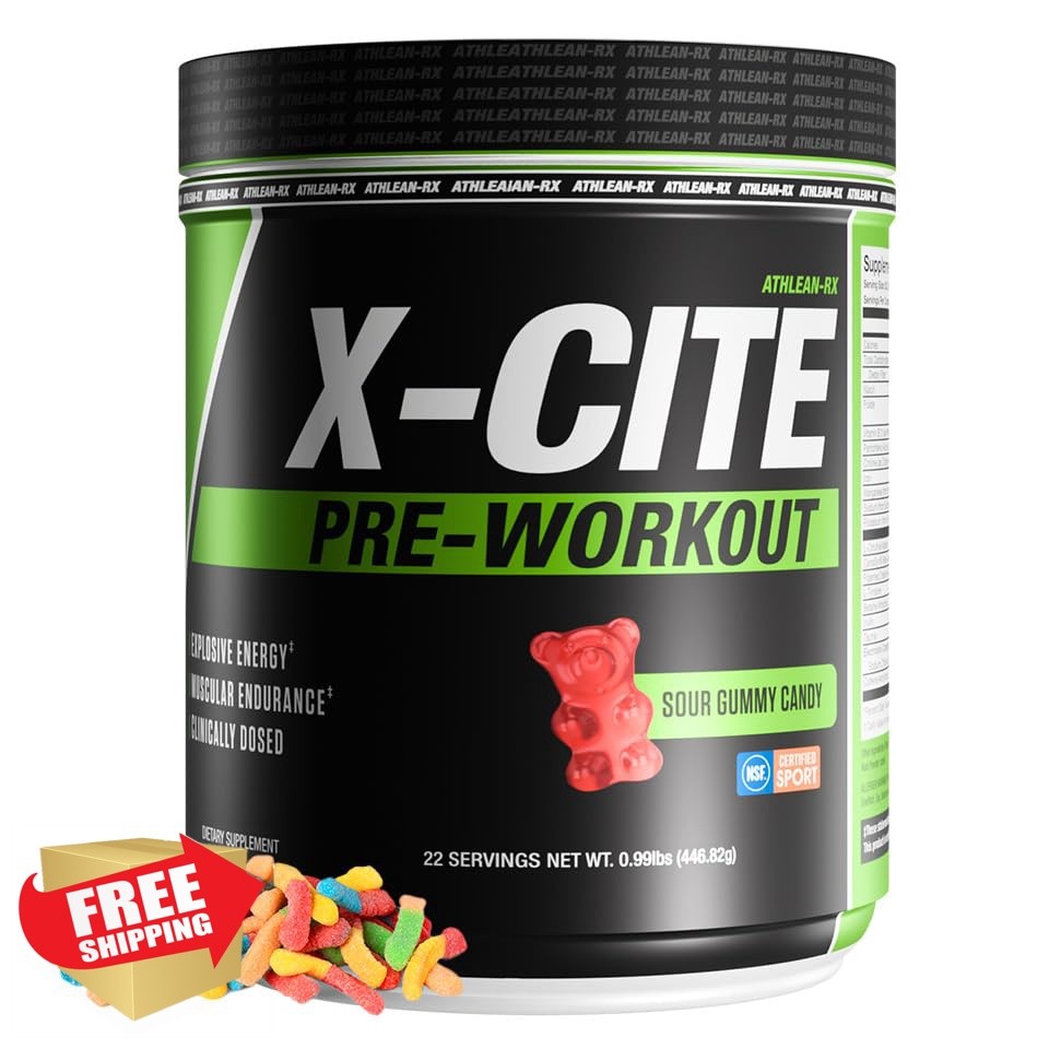 ATHLEAN-RX X-CITE Pre-Workout Sour Gummy Bear