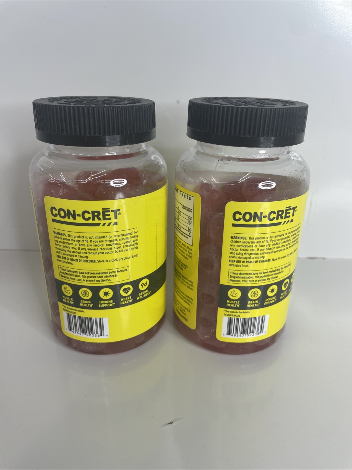 2 Pack CON-CRET Creatine Gummies Berry Zing Flavor, 60 Count Each BBD 12/26