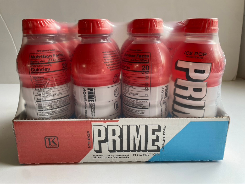 Prime Hydration Drink Flavor Ice Pop Case of 12 Bottles 16.9 oz Each