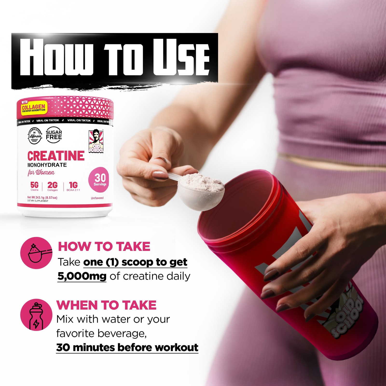 Creatine for Women – Post-Workout Supplement with 5000mg Creatine Monohydrate…