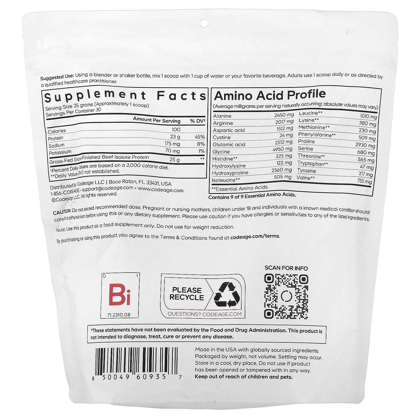Beef Isolate Protein Powder, Unflavored, 1.65 lbs (750 g)