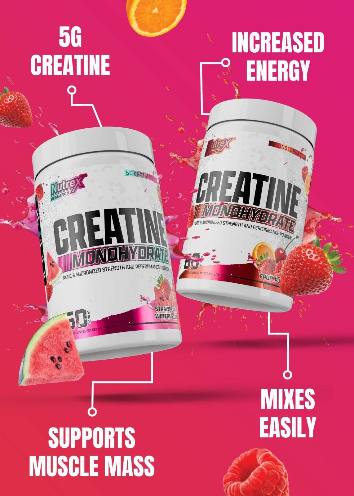 Nutrex Flavored CREATINE Monohydrate Powder Micronized For Men & Women 60 Svgs
