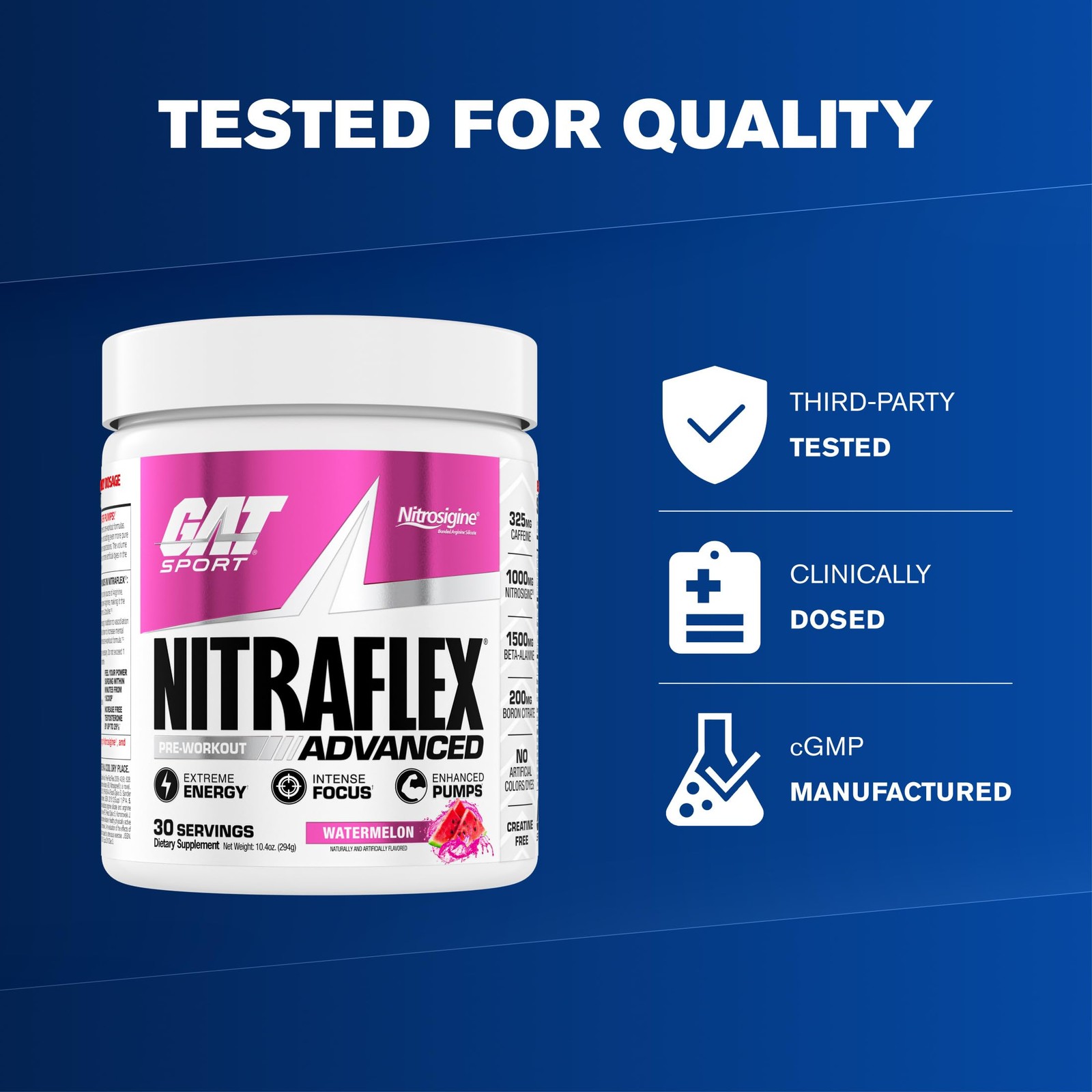 GAT SPORT Nitraflex Advanced Pre-Workout Powder – 10 Ounce (Pack of 1), Red