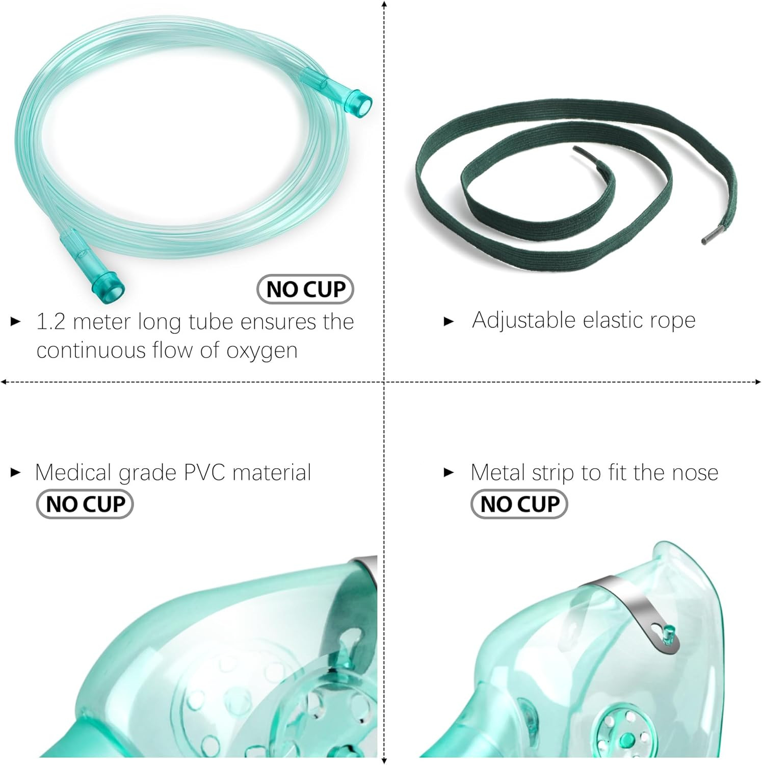 2 Pack Oxygen Mask for Face Adult with 6.6′ Tube & Adjustable Elastic Strap – Si